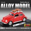 1/32 Volkswagen Beetle Alloy Die-cast Car Model Sound and Light Bring Back Pull Function Vehicle with Base Ornament Children's Gift