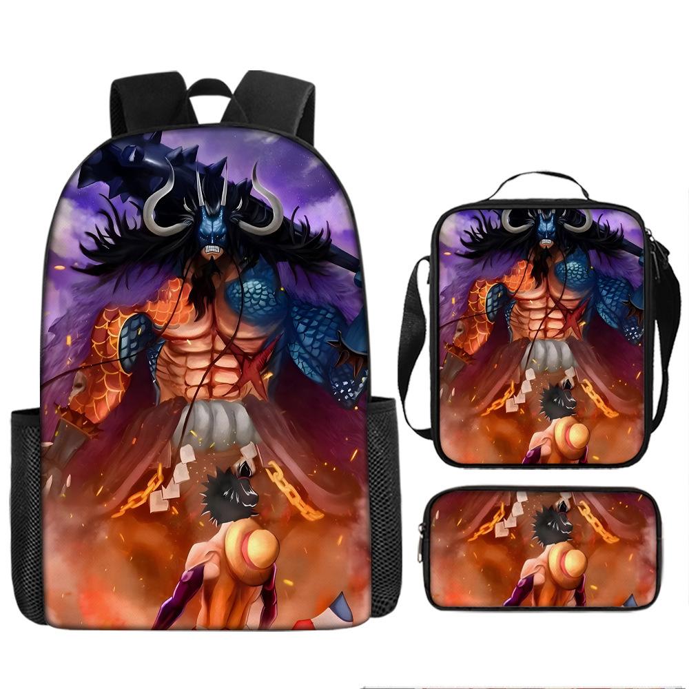 Animation ONE PIECE schoolbag three-piece play peripheral backpack large capacity middle school student outdoor campus computer bag