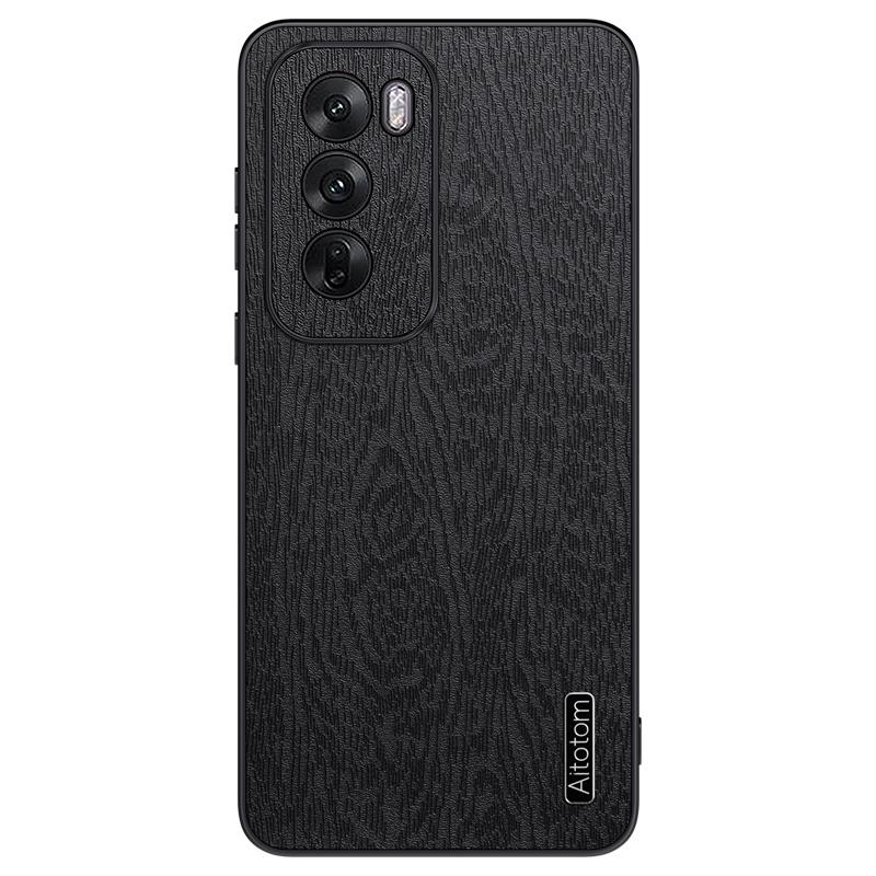 For Oppo Reno12 Pro 5G (Global) Case Wood Texture PU Leather Coating Hybrid Phone Cover