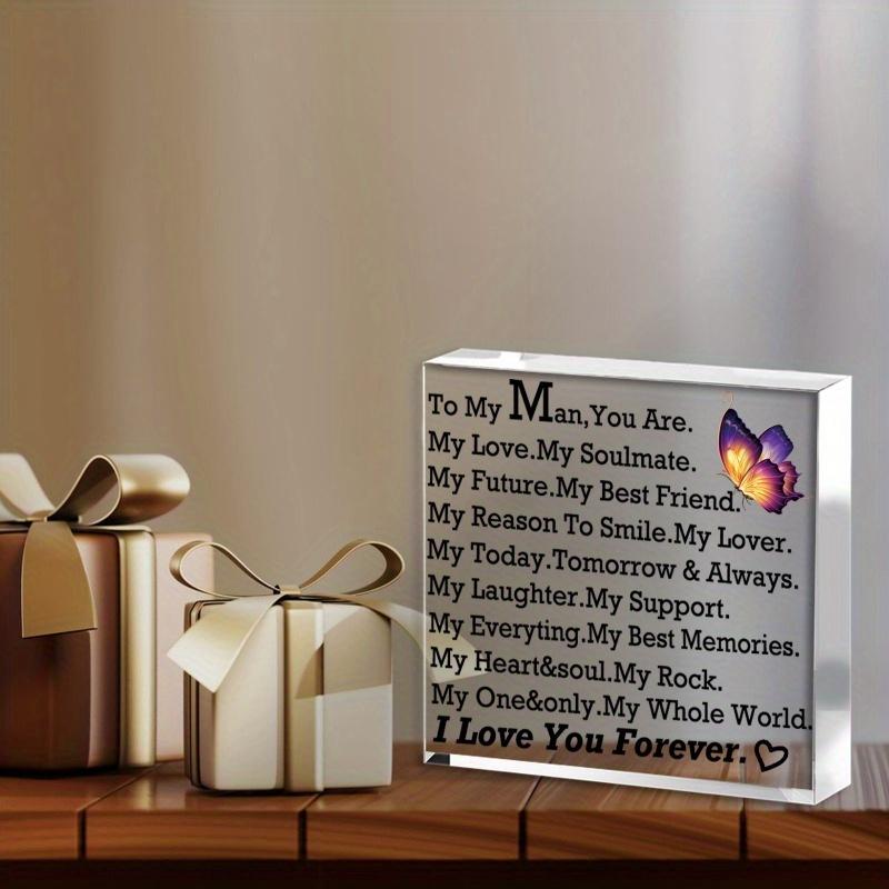 "I Love You" Acrylic Centerpiece. Anniversary, Birthday or Valentine's Gift for Him.