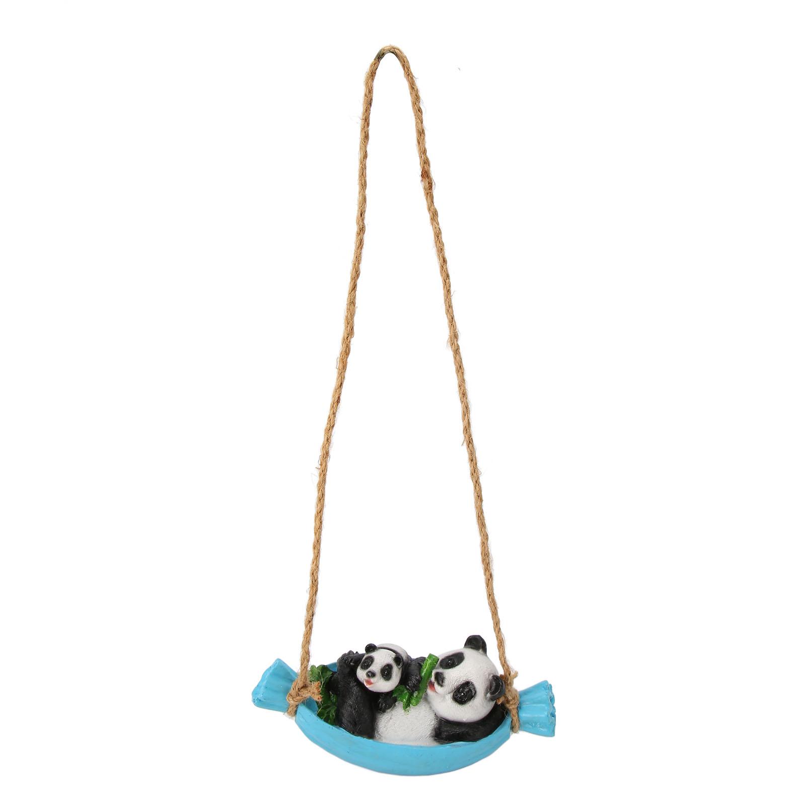 Качающаяся статуя панды Мать и детеныш панды лежат на качелях Смола Садовая фигурка панды Статуя на качелях Садовая скульптура