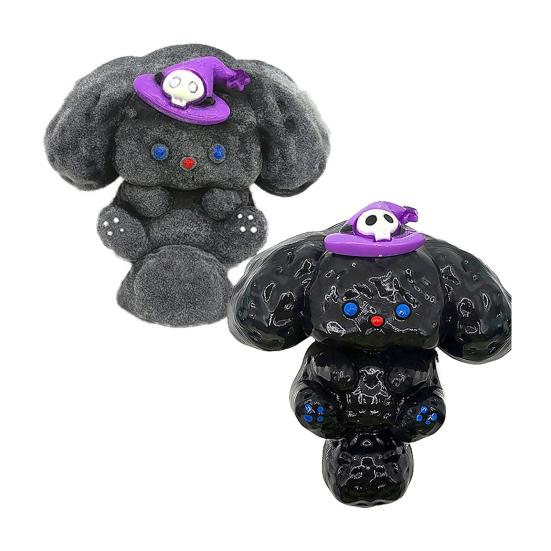 Halloween Animal Squeeze Toy Glossy Flocking Cartoon Dog Rabbit Stress Relief Pinch Sensory Toy Kids Adults Soft TPR Calming Stress Ball Fidget Toy