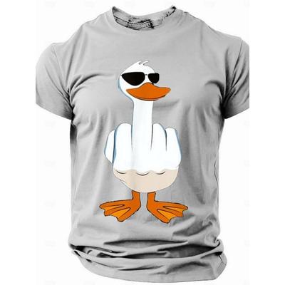 Camisetas de Verano para Hombre con Cuello Redondo y Mangas Cortas Estampado Gráfico 3D de Patos con Desdén Animal Divertido