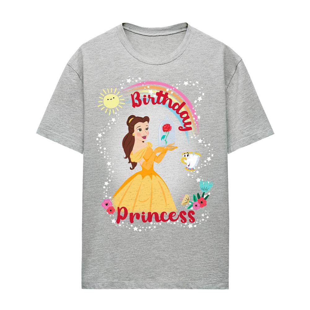 Beauty And The Beast Womens/Ladies Belle Chip Princess Heather Birthday T-Shirt