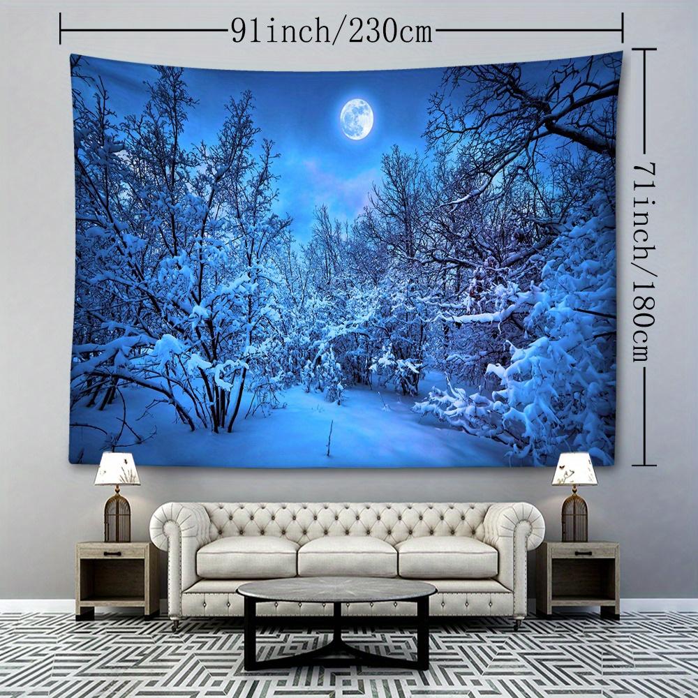 1pc Winter Snowflake Icy Landscape Tapestry Wall Hanging, Room Decor, Bedroom Decor, Living Room Background, Natural Style Backdrop Cloth, Hanging Tap