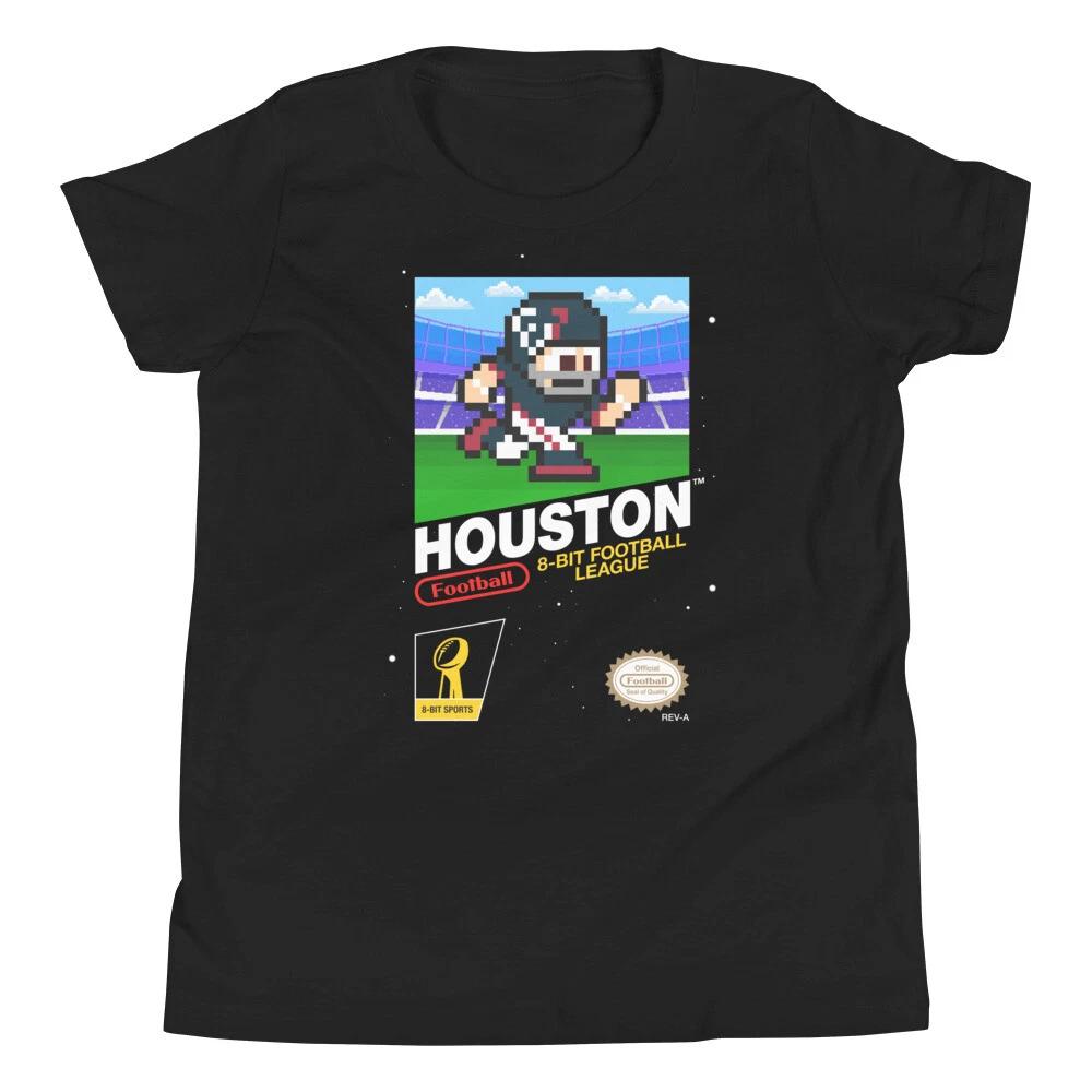 Houston Texans Football 8-bit Retro Nintendo Jersey Youth Kid Child Boys T-Shirt S