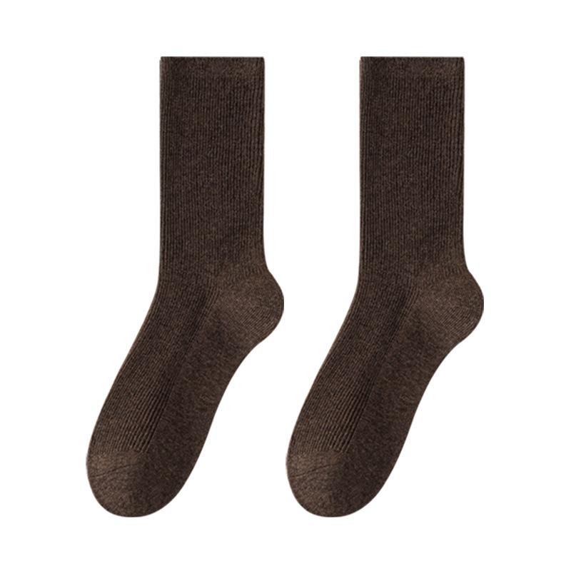 Women's Mid-calf Socks for Autumn and Winter, Boneless, Rolled-up, Pure Cotton Socks, Anti-slip, Breathable, Sweat-absorbing, Odor-proof, Pile Socks