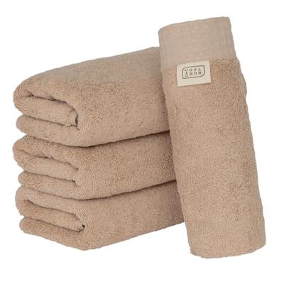 Towel Institute Großes Gesichtstuch Sandbeige Set mit 4 Stück Professionelle Spezifikationen Schnelle Wasseraufnahme Baumwolle Langlebig Weich Volumen Hotel Schönheitsstudio