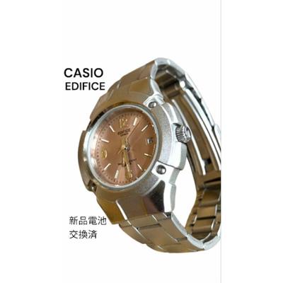 Used CASIO EDIFICE Watch, New Battery Replaced, Pink Dial