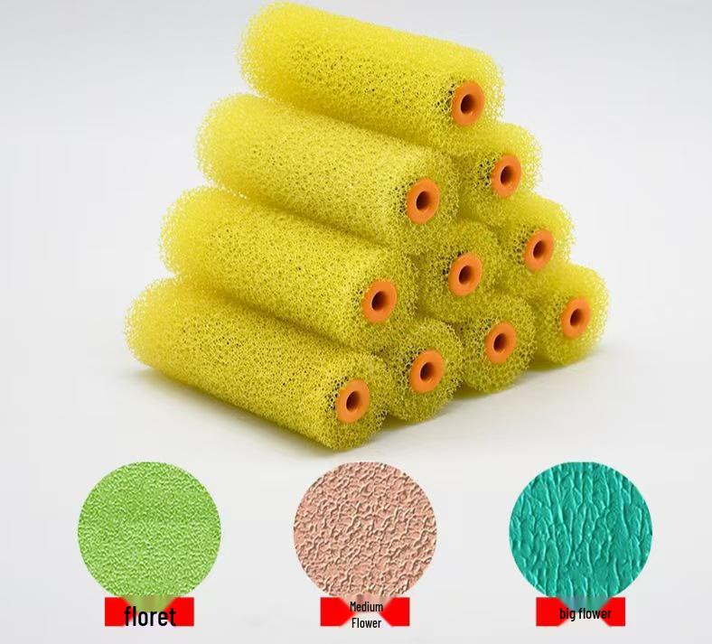 

Flocking Flower Roller Brush Set - Large, Medium, Small Sizes with Adhesive Backing for Cement and Paint, Including Sponge