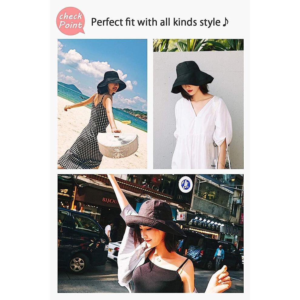 Wide Brim Bucket Hat - UPF50+ Protection Travel Beach Sun Hat with Semi-Rigid Adjustable Foldable Brim