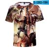 Pánské 3D barevně potištěné tričko s krátkým rukávem se streetovou módou Around The Giant In Summer Anime Attack T-Shirts