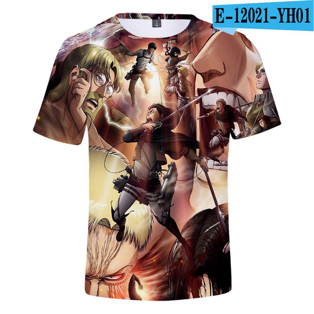 Pánské 3D barevně potištěné tričko s krátkým rukávem se streetovou módou Around The Giant In Summer Anime Attack T-Shirts