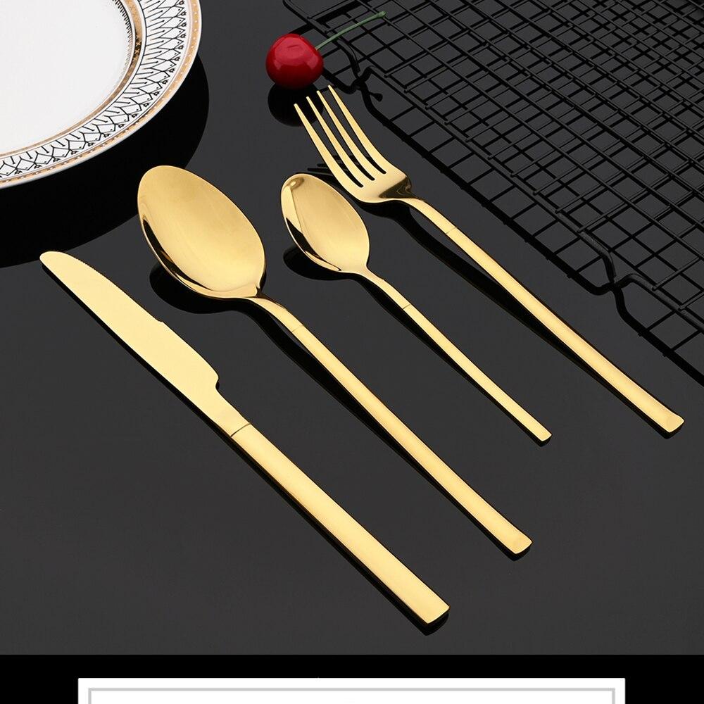 Gold Dinnerware Set Luxury Cutlery Stailess Steel Set 24Pcs Tableware Knives Forks Dining Dinner Set Western Food Restaurant