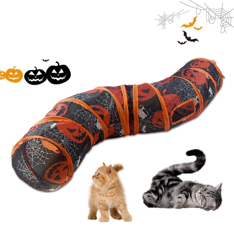 Halloween Cats Tunnel for Festival Pet Hideaways Play Tunnel Hideouts S-Shape Play Tube Playtent Cats Entertainment Toy