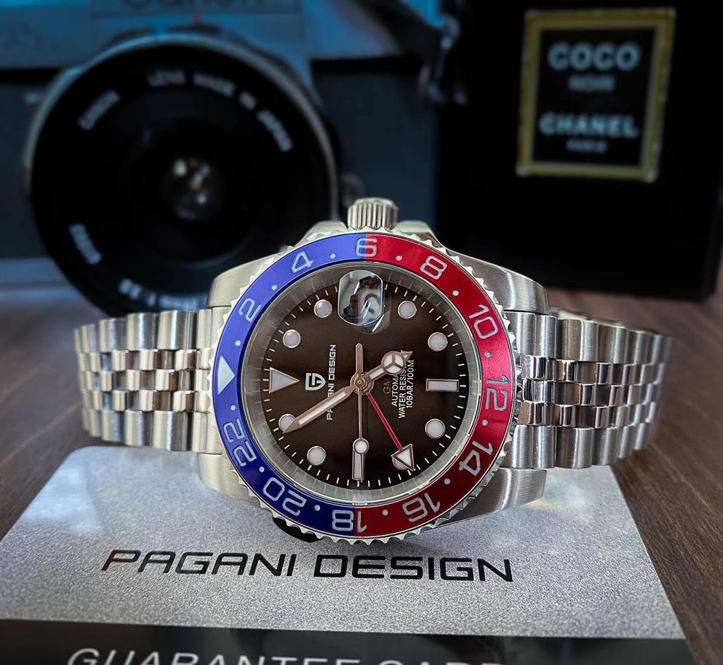 PAGANI DESIGN 40MM Luxury Men GMT Automatic Machinery Watch Ceramic Bezel Jubilee Strap Sapphire Waterproof Watches for men