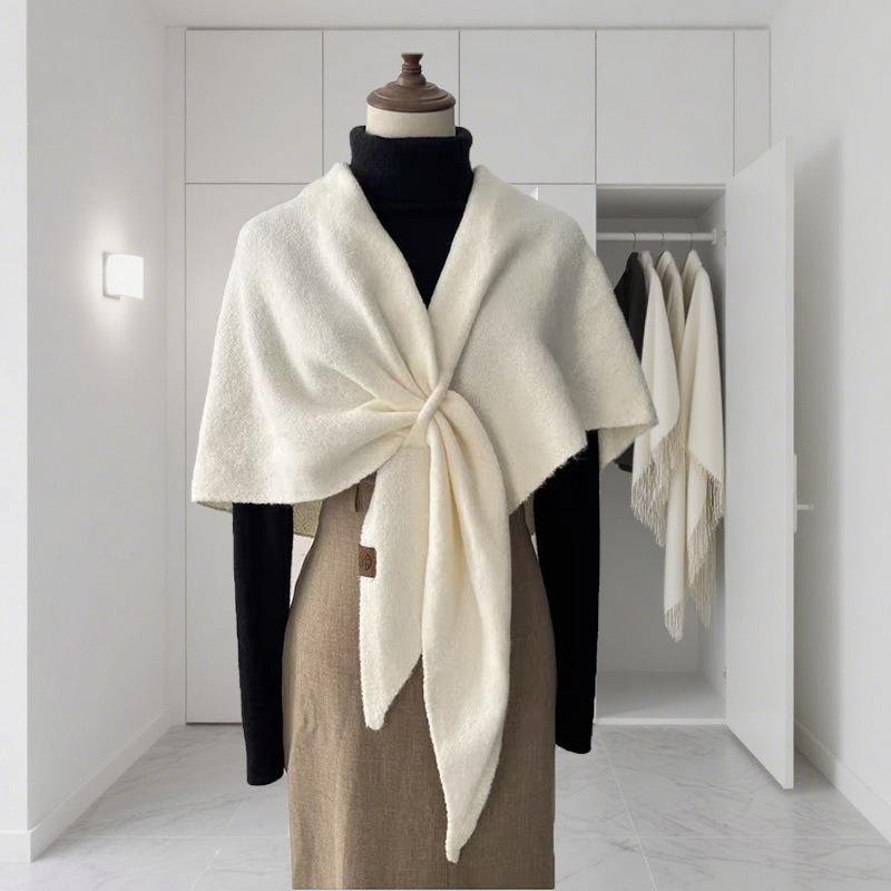 Version New Women's Neck Wrap Autumn and Winter Wool Blended Triangular Shawl Female Thickened with Knitted Warm Shoulder XWJ116