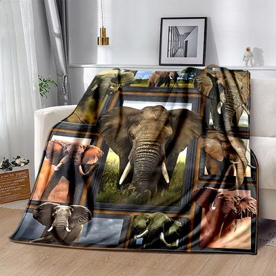 1 Stück Elefantensafari-Abenteuer: Gemütliche Überwurfdecke Perfekt für Wohnkultur, Sofabezug, Outdoor-Decken .W012