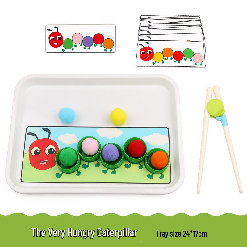 

The Very Hungry Caterpillar Pom Pom Game for Kindergarten - Montessori Teaching Aid