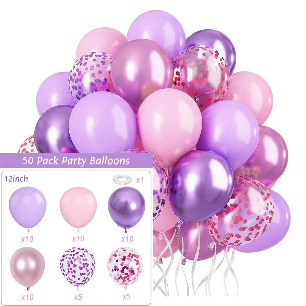 12inch-50pcs Blue Gold Green and Pink Balloon Set, Suitable for Weddings, Birthdays, Popular Parties, Bridal Showers