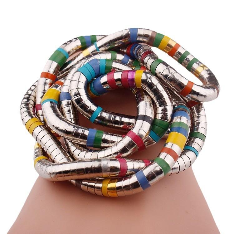European and American men's personalized snake necklace 5mm white K iron-plated curved flexible random shape cool snake chain