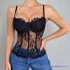Evropský & Americký Letní Krajkový Průhledný Camisole Korzet Bustier pro Ženy