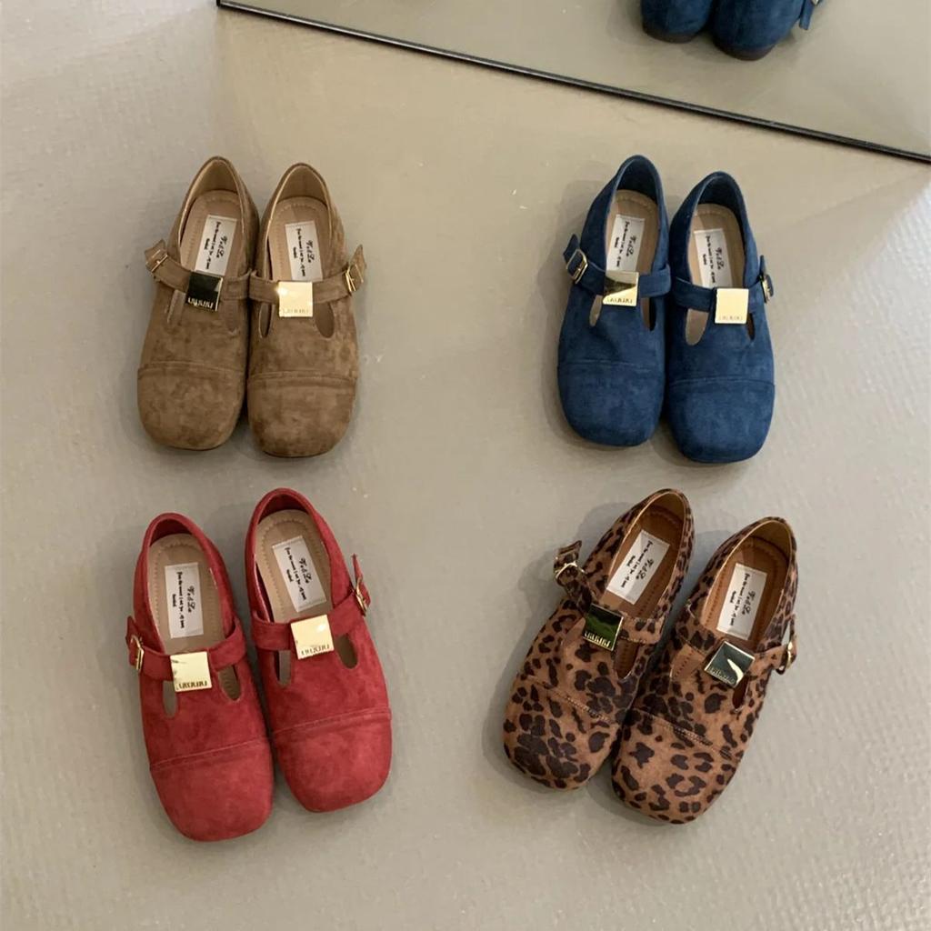 Belt Buckle Flats Driving Mules For Ladies 2024 New Elegant Mary Jane Ballet Shoes Casual Daily Loafers Flat Shoes Zapatos De Mu