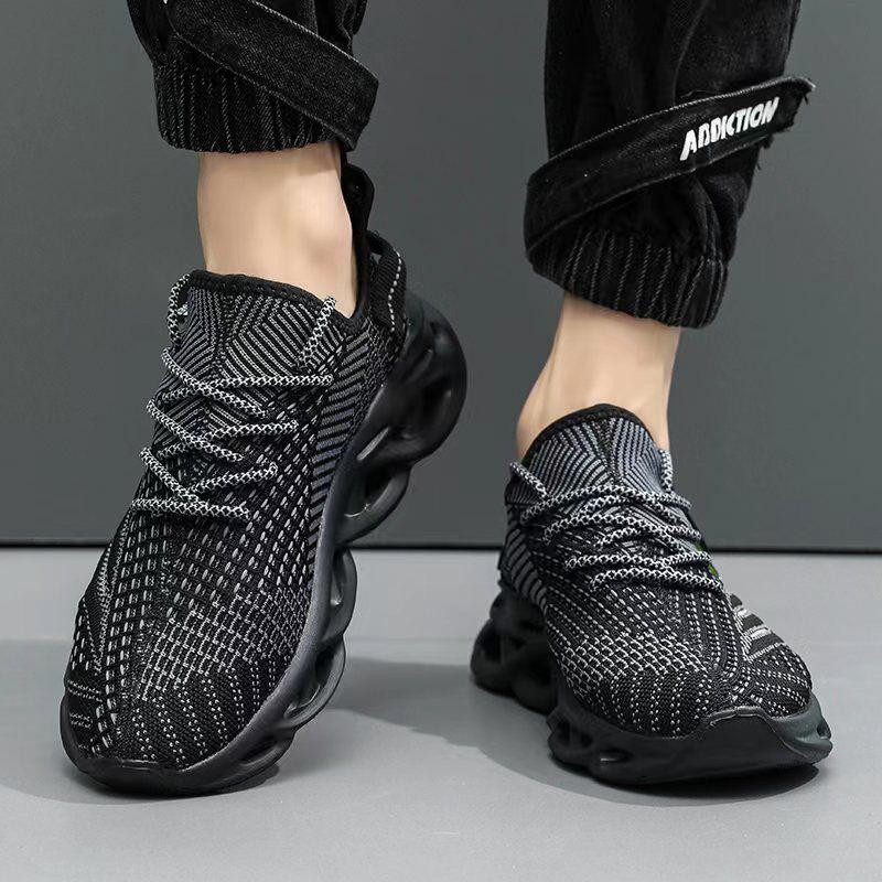 39-48 Summer Men's Large  Sports Shoes Breathable Flying Weave Sports Casual Shoes Thick Sole Blade Mesh Fashion Coconut Running Shoes