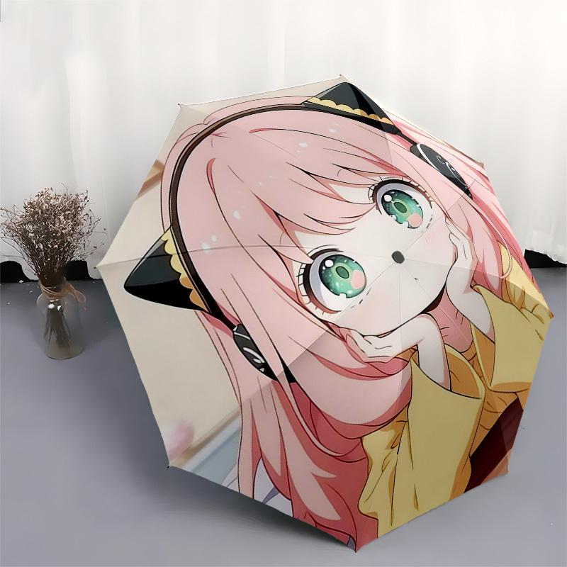 1pc Neko Girl Cat Ear Headphones with Yellow Jacket Automatic Opening Folding Umbrella - Perfect for Anime Lovers, Travelers, Daily Use, and Gift Givi
