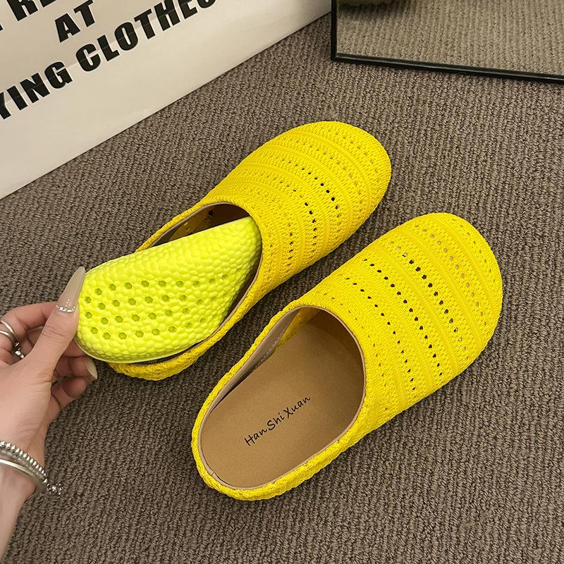 Niche Retro Flat-bottomed One-foot Half-slippers Casual Shoes Single Shoes Summer French Women's Shoes