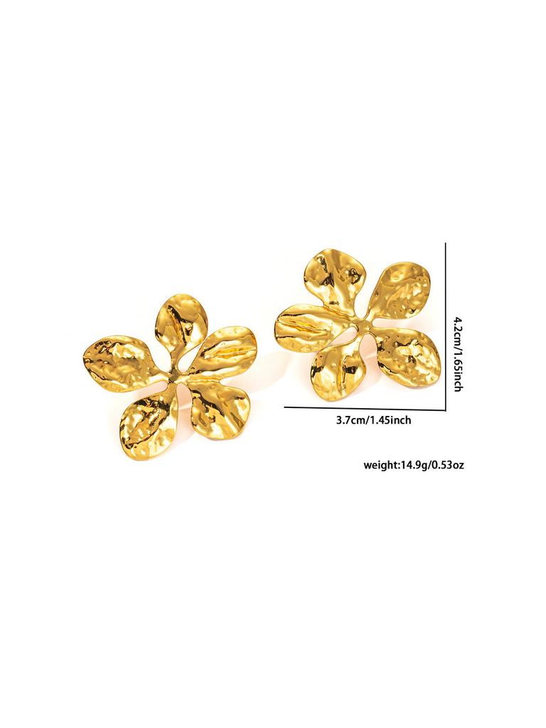 Gold C-Shaped Round Hoop Earrings with Bright Surface, French Light Luxury, High-End Stainless Steel