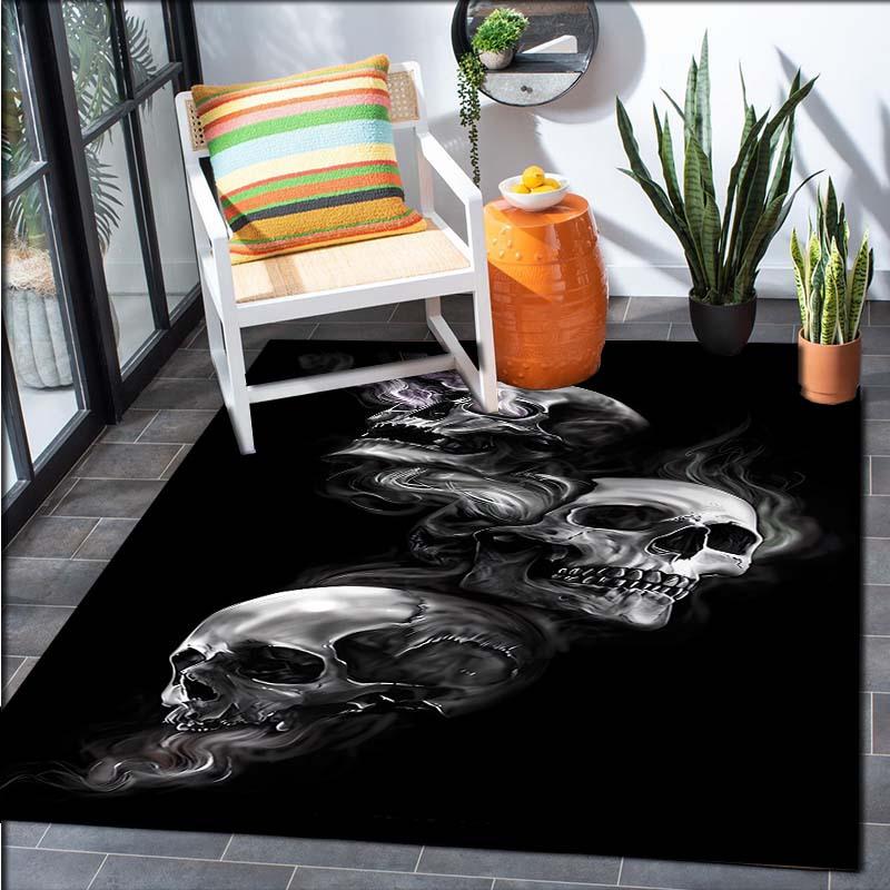Skull Pattern Crystal Velvet Area Rug - For Living Room, Bedroom, Office - Available in Multiple Sizes, Home Decor