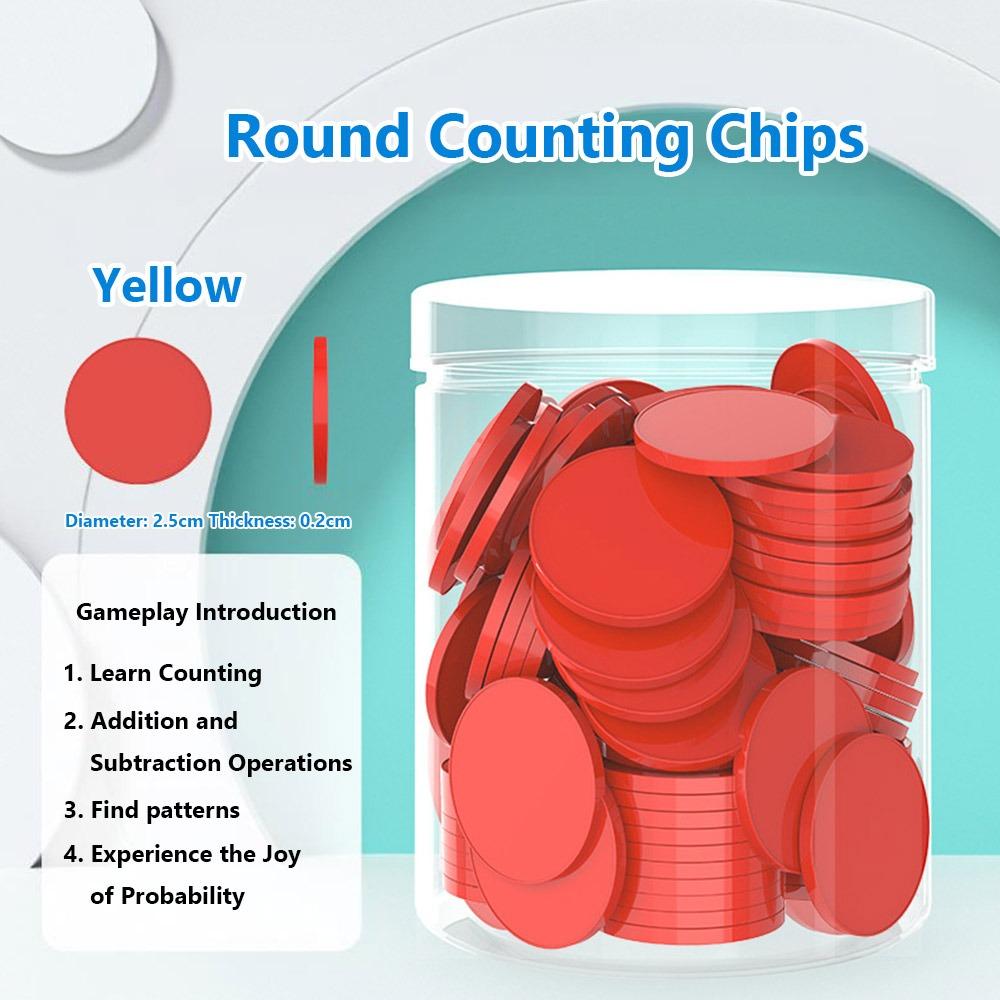 100pcs Plastic Counting Chips Addition Subtraction Operation Board Games Tokens Teaching Tool Colored Round Poker Chips