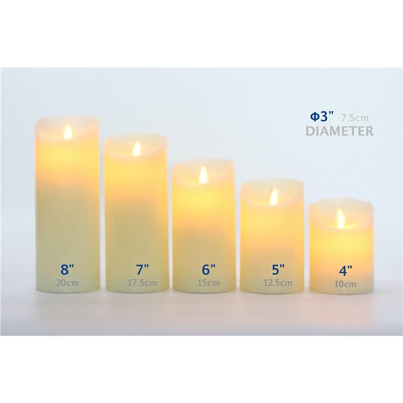 LED-Kerzen ohne Flamme, batteriebetrieben, LED-Säulen, echtes Wachs & beweglicher Docht, flackernde Kerze mit Fernbedienung