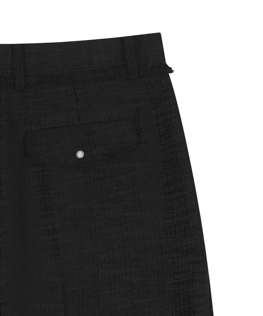 NOIRER Tweed Low-Cut Wide Slacks (Black)