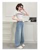 Girls' 2025 Fashionable Wide-Leg Jeans - Spring/Autumn Casual Stylish Straight-Leg Pants