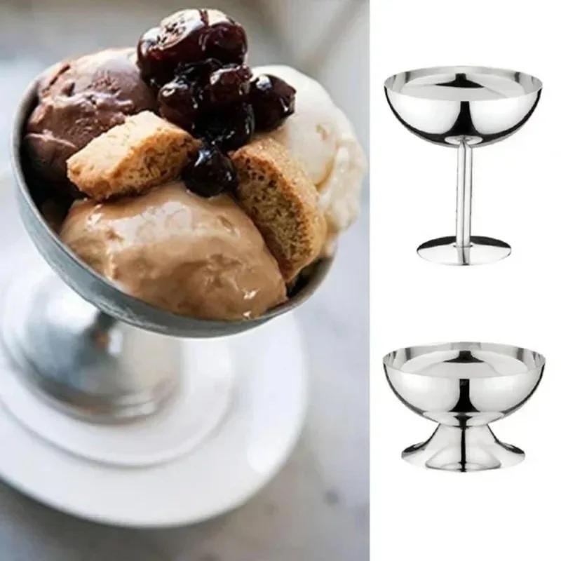 200ml Salad Cup Safe Stainless Steel Ice Cream Cup Dessert Bowl Ice Cream Spoon Accessories Household Kitchen Portable Tools