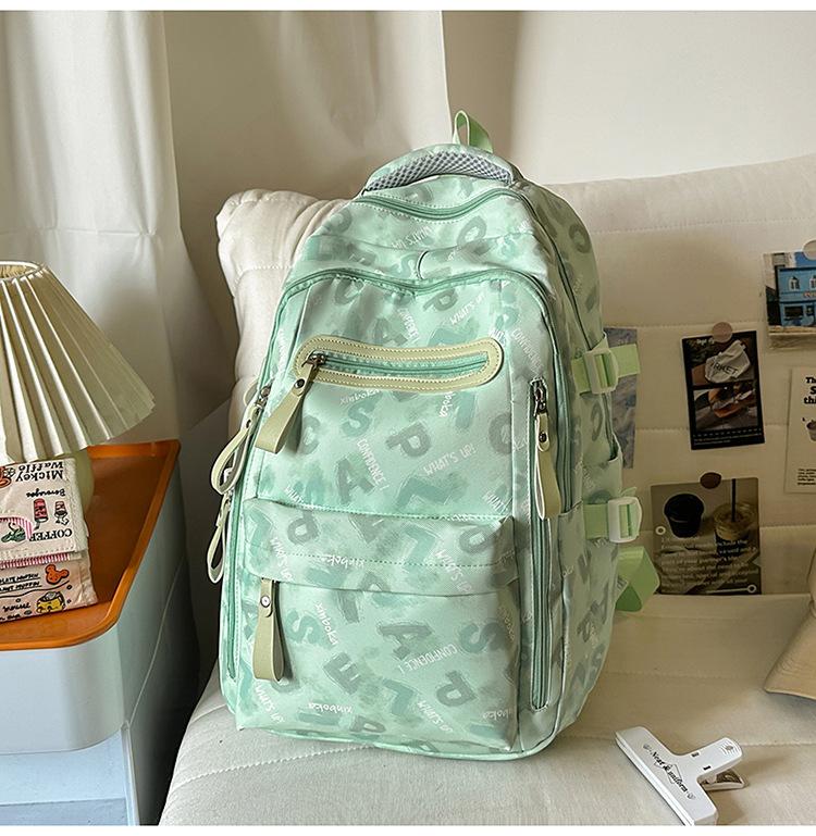 Schoolbag Letter-printed Large-capacity Backpack for Girls, Fifth and Sixth Graders, Junior High, High School, and College Students