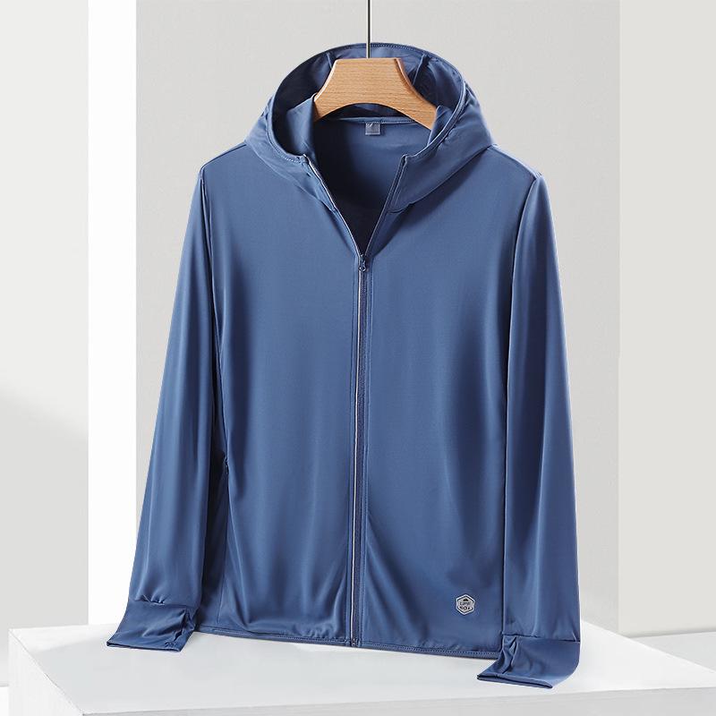 

Унисекс Ультратонкая Дышащая Куртка с Капюшоном для Защиты от Солнца для Активного Отдыха XL светло-синий