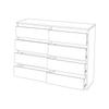 Große Kommode Eiche Wotan 120 CM 8 Schubladen TV-Schrank für Wohnzimmer Schlafzimmer
