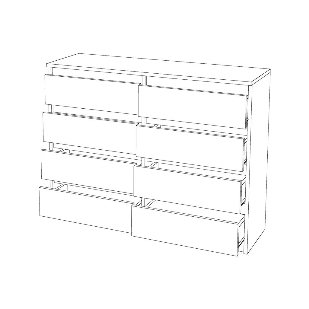 Große Kommode Eiche Wotan 120 CM 8 Schubladen TV-Schrank für Wohnzimmer Schlafzimmer
