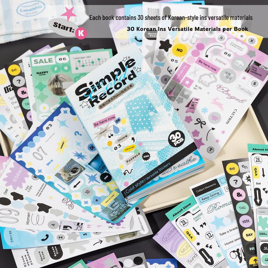 Yuxian Deco Korean-Style Sticker Book: Minimalist English Journal & Phone Decoration
