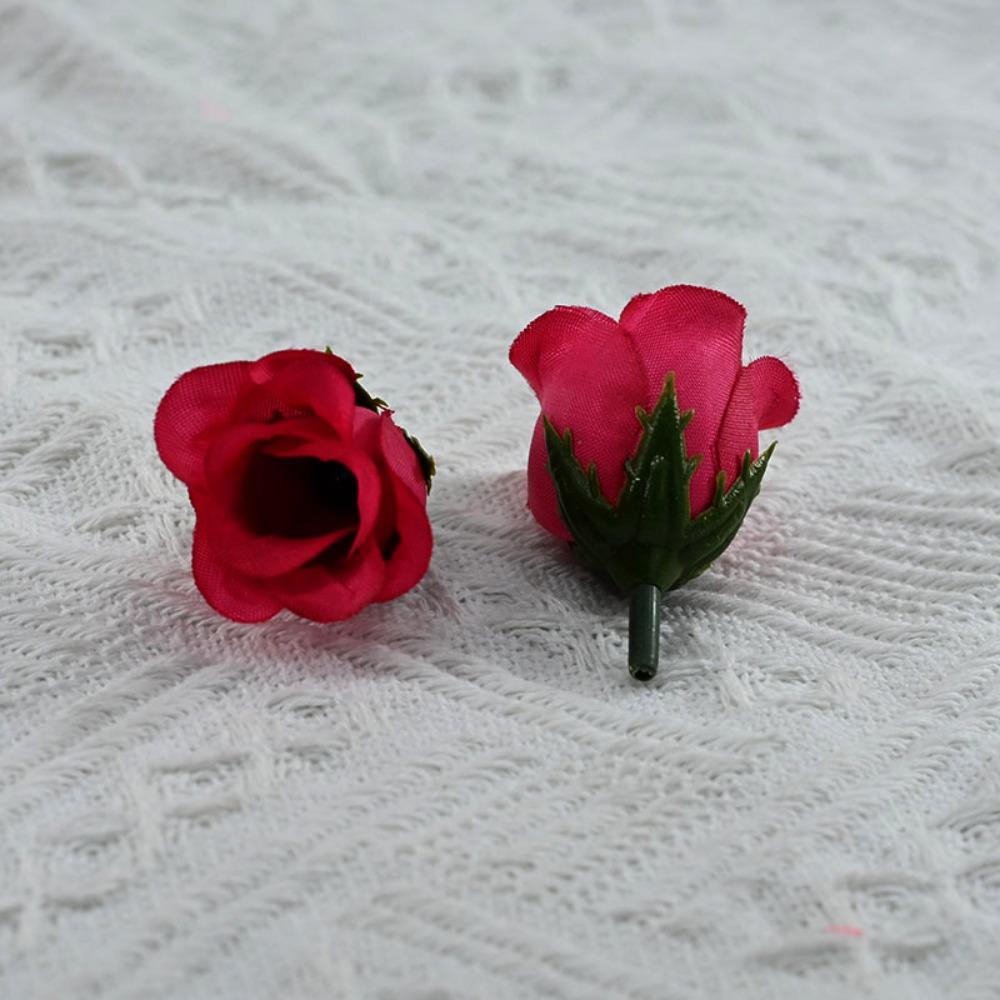 100 ST/påse 3,5*5 cm Konstgjord Knoppblomma 10 Färger Bröllopsfest Trädgård Rosor Heminredning