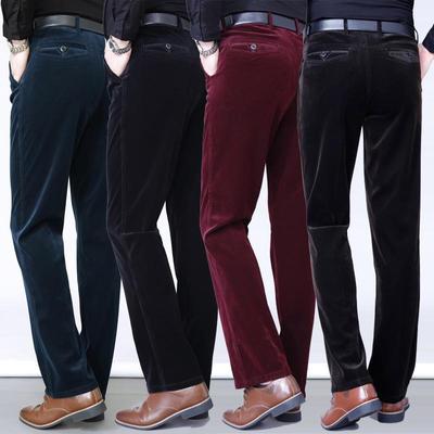 Men's High-Waist Elastic Corduroy Pants - Casual Straight Trousers for Autumn