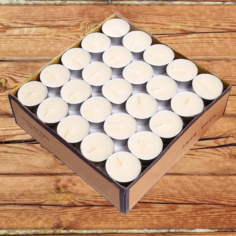 50 Pieces of Round Paraffin Wax Candle Romantic Layout Smokeless Wedding Lover Proposal Confession Smokeless Tea Wax Candle Jars