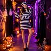 Black White Striped Outfits Prisoner Costume for Adult, Women Mini Dress, Men Top Jail Pants, Halloween Dress-Up Inmate Uniform with Hat & Cuffs Adult