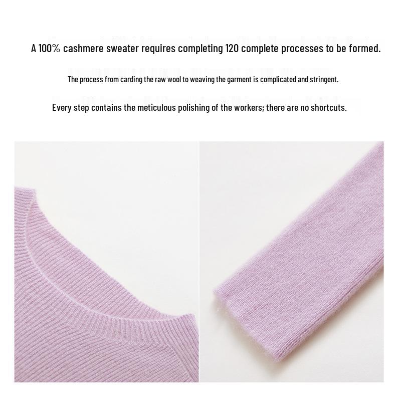 Women's Striped 100% Cashmere Round Neck Sweater - Autumn/Winter Collection