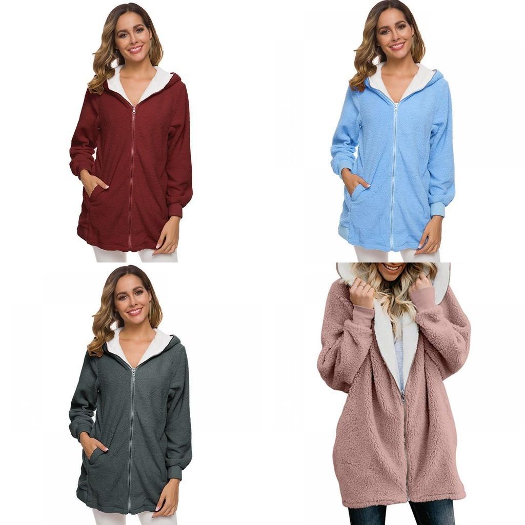 Gezellige Dames Warm Teddybeer Pluizige Jas met Capuchon Kunstbont Fleece Jas Bovenkleding Voor Ultiem Comfort