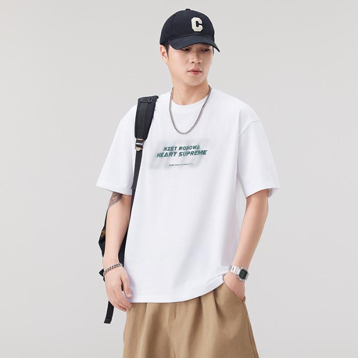 New Summer Men's Cotton Round Neck T-shirt Fashionable Loose Breathable Short-sleeved Shirt