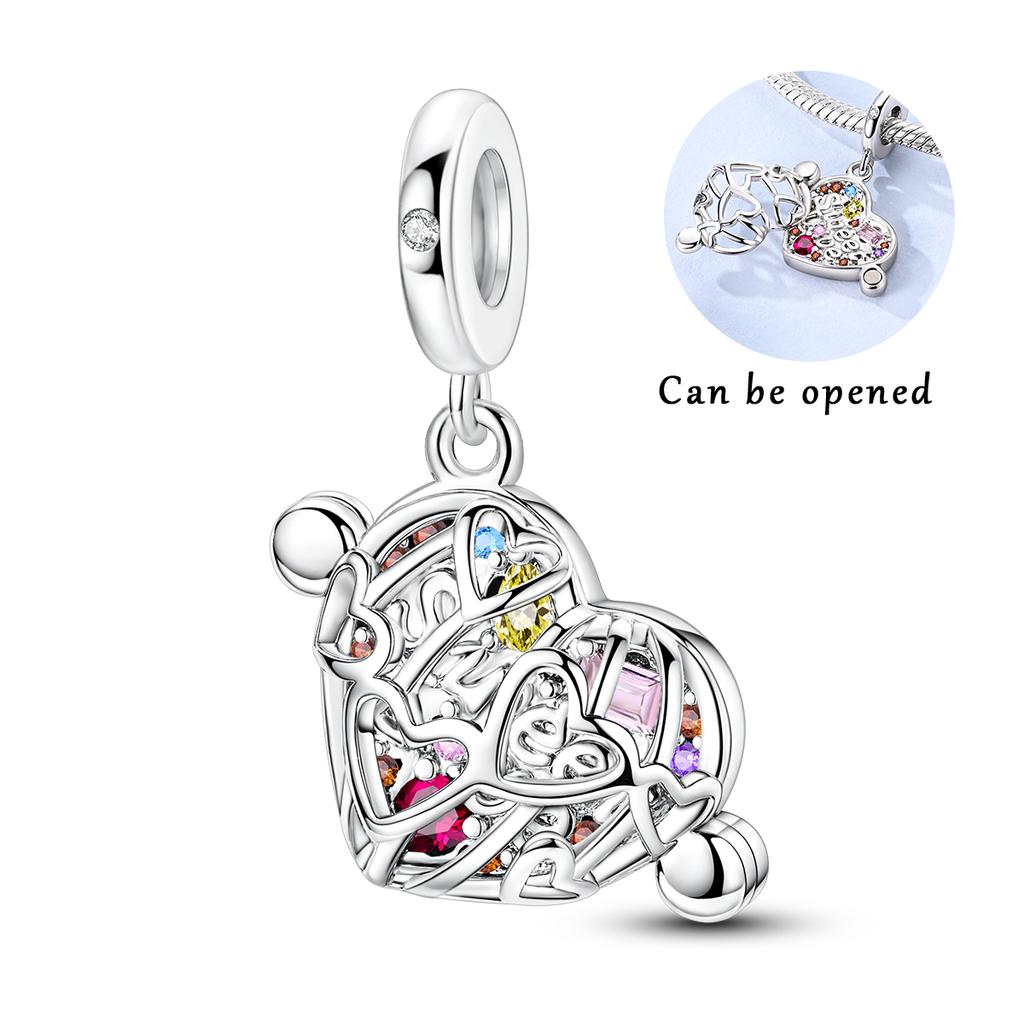 Valentine'S Day Charms Copper Beads Couple Lover Heart Original Pendnat Fit Bracelet Diy For Lady Jewelry Gift